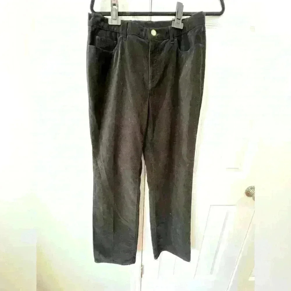 Talbots Women’s Regular 8 Black Crushed Velvet Pants with back pocket detail